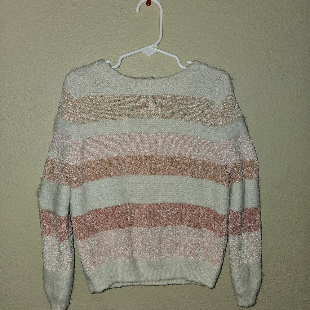 Cozy Striped Kids Sweater - Pink and Cream